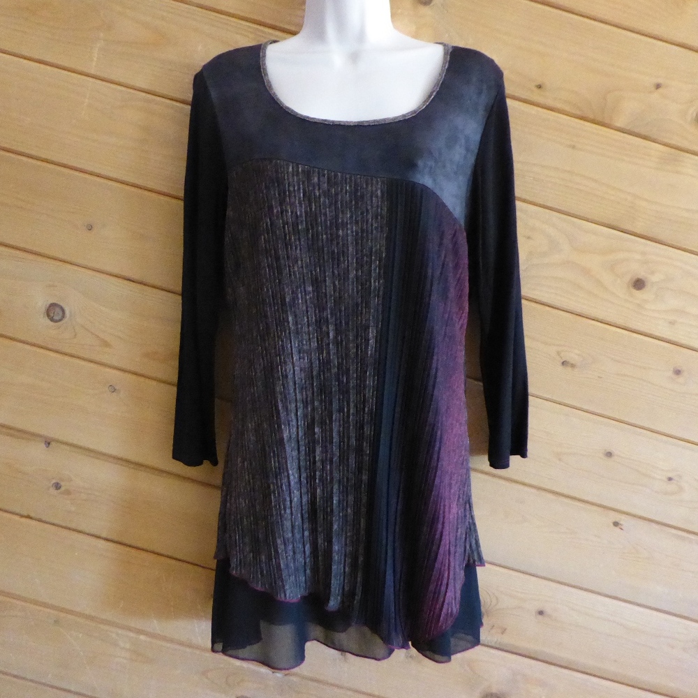 Me 3/4 Sleeve Crinkle Tunic Shirt Lightweight Top